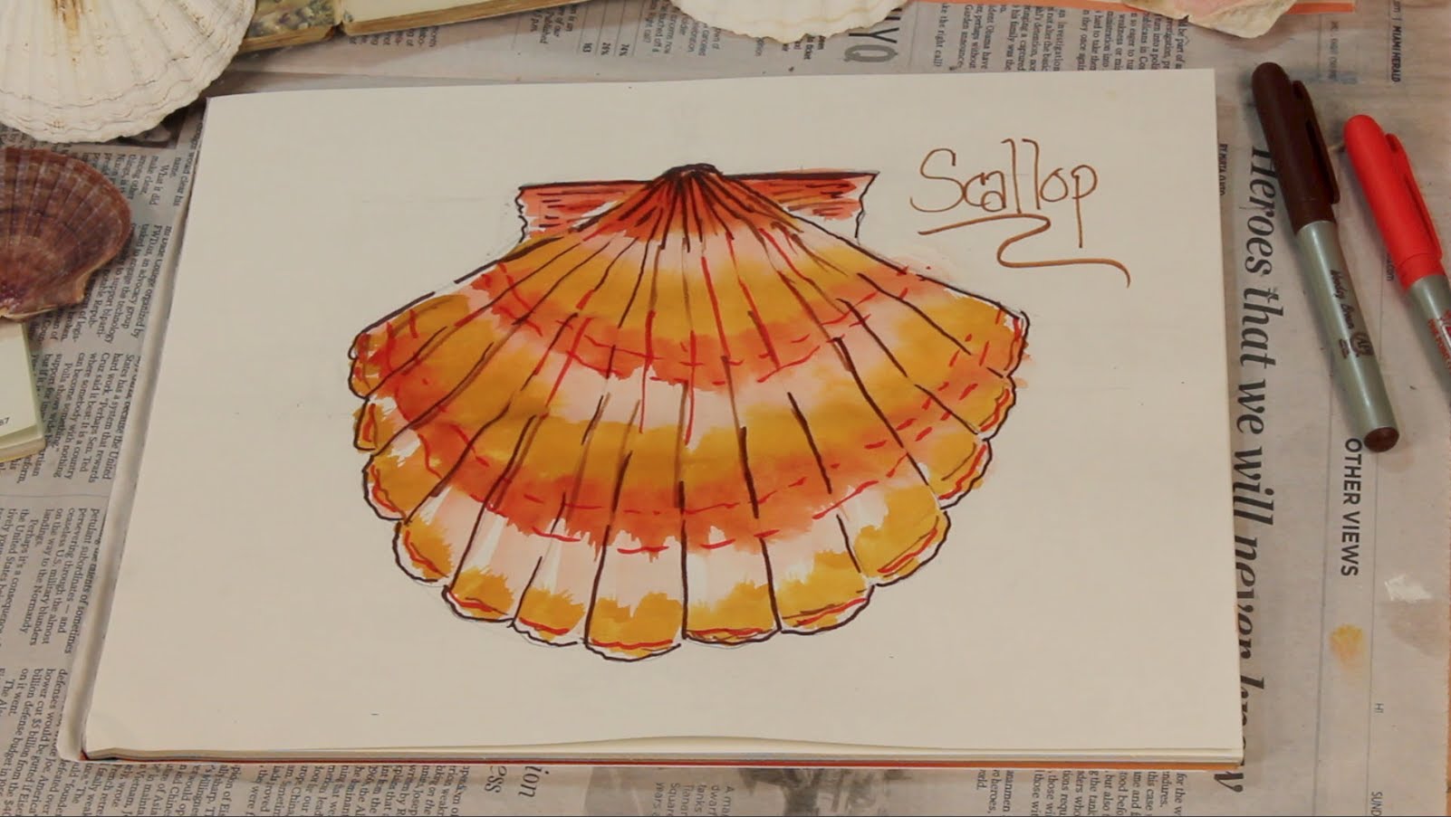 1602x903 How To Draw A Fish The Easy Way - Scallops Painting
