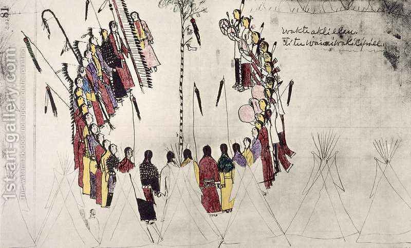 800x483 Scalp Dance Or Victory Dance Amos Bad Heart Buffalo Reproduction - Scalp Painting