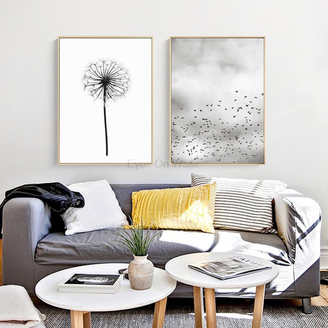 640x640 Nordic Dandelion Painting Poster Print Scandinavian Canvas - Scandinavian Painting