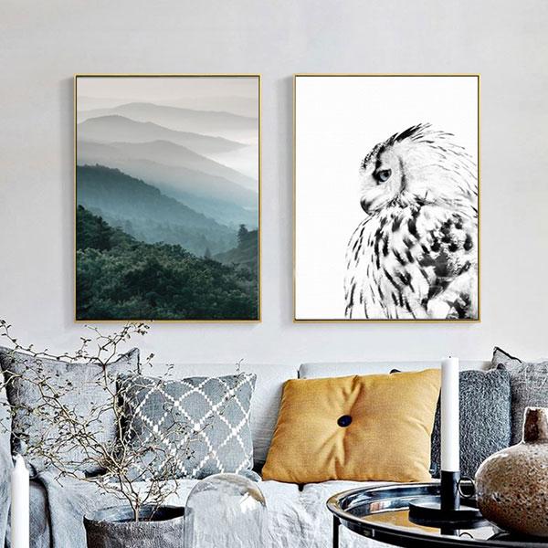 600x600 Owl Scandinavian Canvas Painting - Scandinavian Painting
