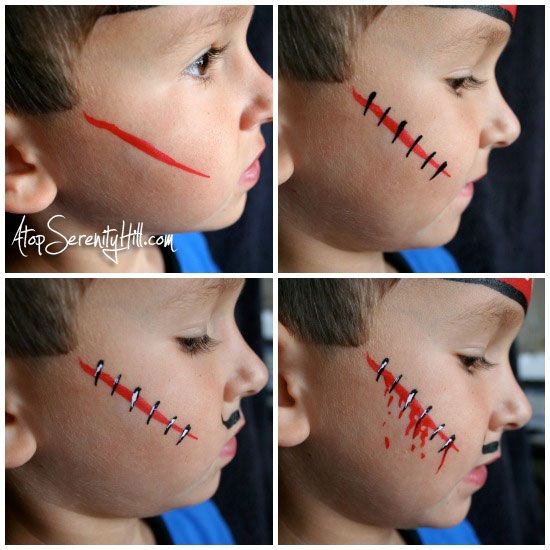 550x550 Halloween Face Painting A Simple Pirate Pirate - Scar Painting