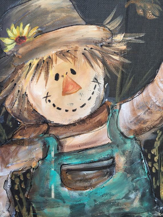 570x760 Scarecrow,whimsical Scare Crow Man , Hand Painting On Window - Scarecrow Painting