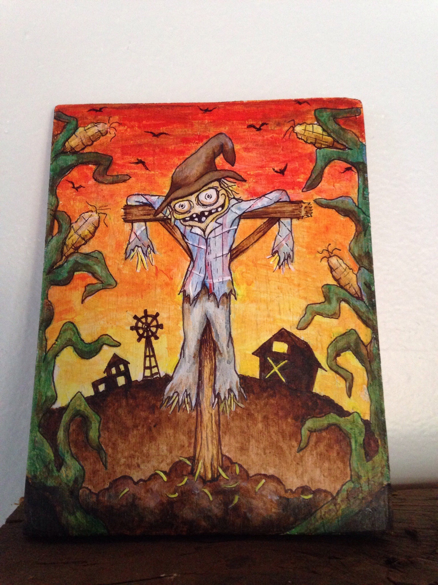 1536x2048 Scarecrow Painting On Oak - Scarecrow Painting