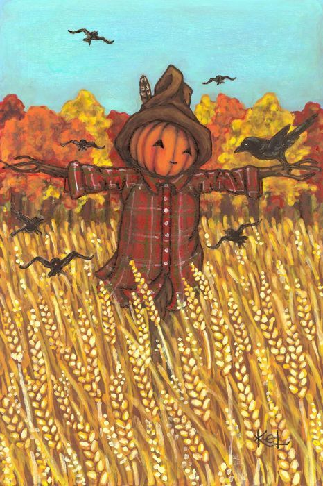466x700 Haystack Scarecrow Fall Painting - Scarecrow Painting