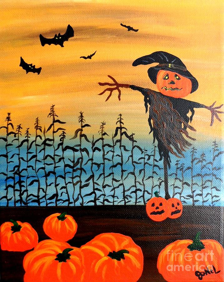 717x900 Halloween Scarecrow Painting By Jonel Art - Scarecrow Painting