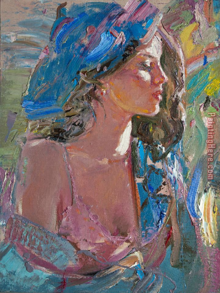 721x960 Misti Pavlov Blue Scarf Painting Anysize 50% Off - Scarf Painting