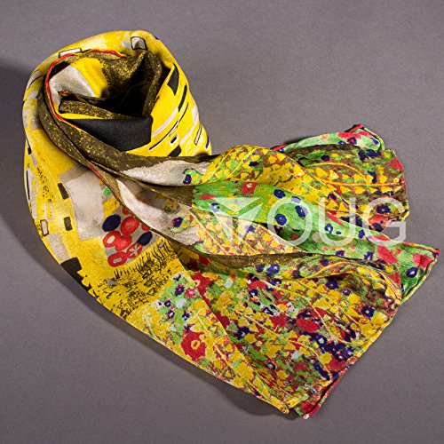 500x500 Bright Fashionable 100% Silk Scarfshawl, Gustav Klimt Painting - Scarf Painting