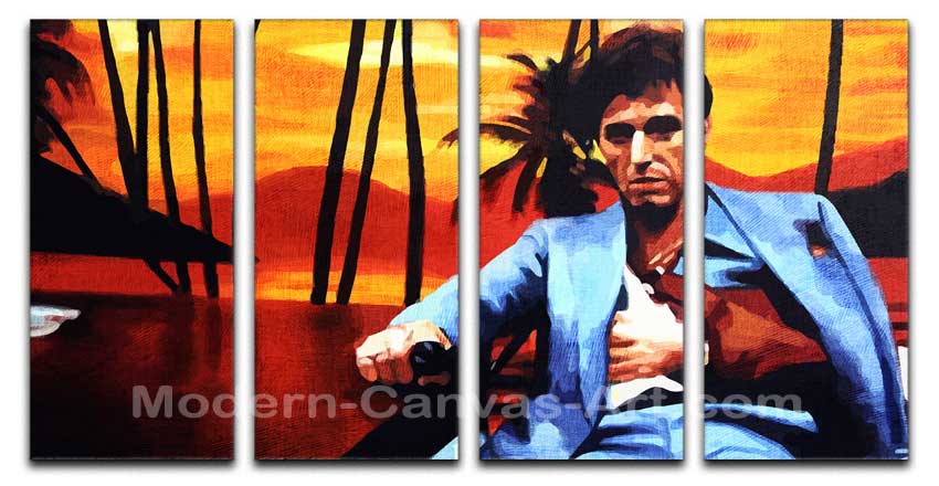 850x440 Scarface In Front Of Palm Sunset Wallpaper Canvas - Scarface Canvas Painting