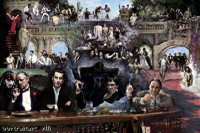 400x266 Scarface Godfather Goodfellas,rat Pack Etc Art By Ylli - Scarface Godfather Goodfellas Painting