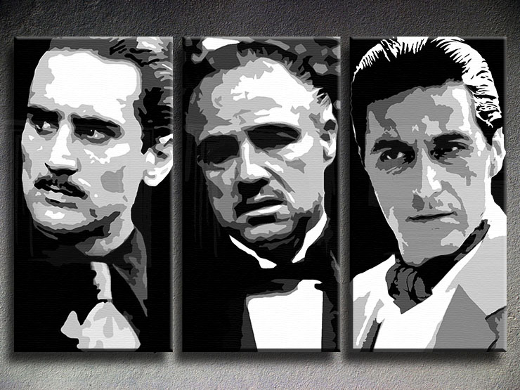 740x555 The Godfather I. Ii. Iii. 3 Panel Canvas Art - Scarface Godfather Goodfellas Painting