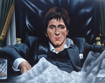 340x270 Scarface Tony Montana Al Pacino Black Velvet Oil Painting - Scarface Oil Painting