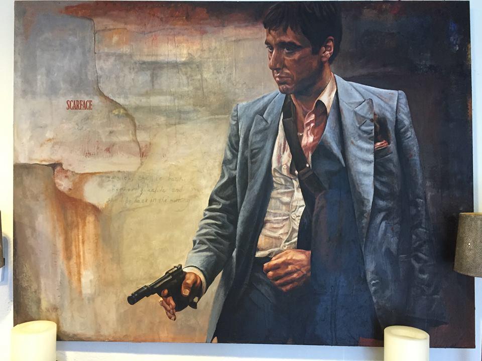 960x720 Al Pacino Scarface Original Signed Oil Painting By Stanley Silver - Scarface Oil Painting