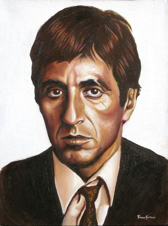 570x766 Original Al Pacino Scarface Oil Painting Canvas 100% Handmade - Scarface Oil Painting