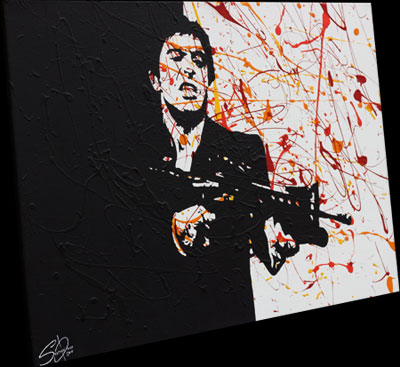 400x367 Scarface Tony Montata Splatter Painting - Scarface Painting