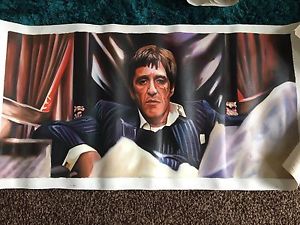 300x225 Scarface Painting On Canvas Size 15.5 X 30.5 Inches Ebay - Scarface Painting