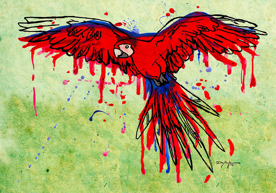 900x629 Scarlet Macaw Painting By William Depaula - Scarlet Macaw Painting