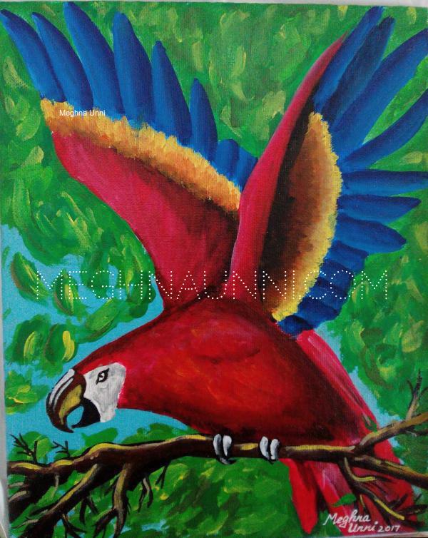 600x754 Scarlet Macaw Painting For My Friend Giridarshini - Scarlet Macaw Painting