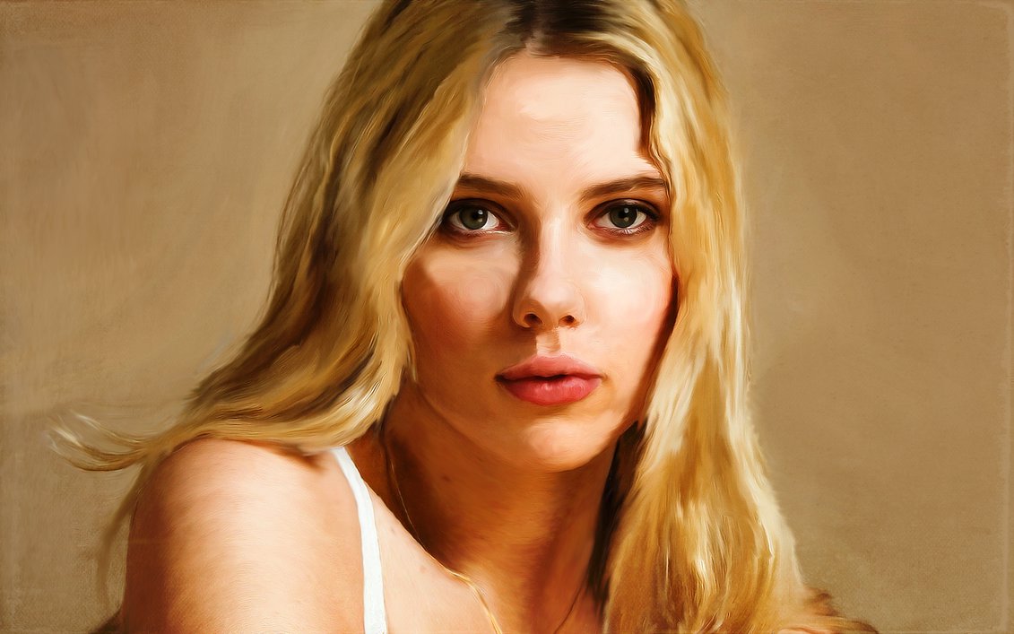 1131x707 Scarlett Johansson Oil Painting Portrait Wallpaper By - Scarlett Johansson Painting