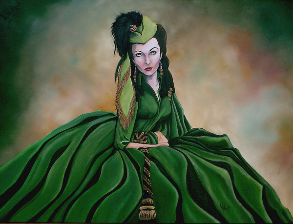 600x459 Scarlett O'Hara And The Green Curtain Dress By Michael Miles - Scarlett O Hara Painting