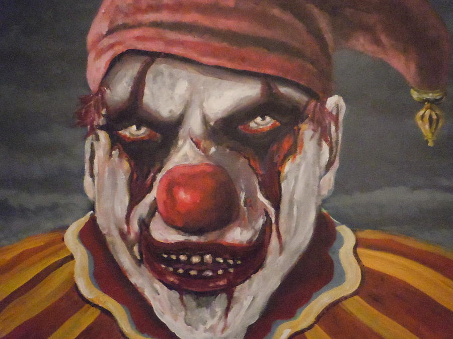 900x675 Meat Clown Painting By James Guentner - Scary Clown Painting.