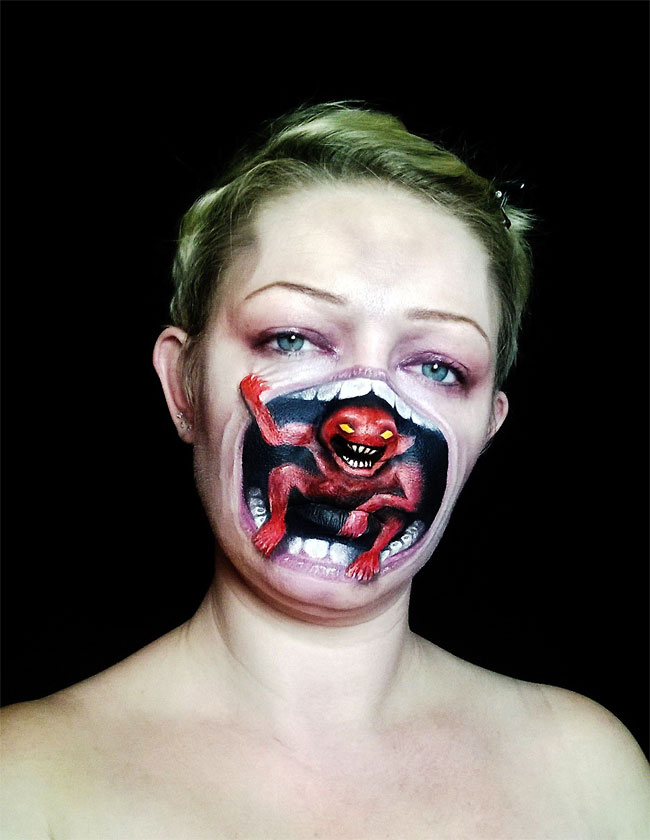 650x840 This Female Artist Creates A Superb Scary Face Paintings Design - Scary Face Painting
