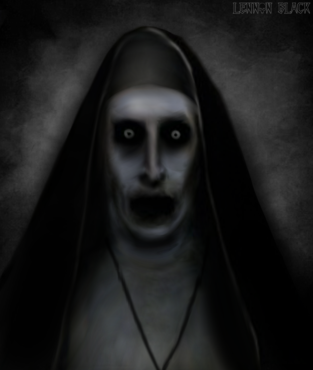 1100x1300 Valak The Blasphemous Nun By Lennonblack - Scary Nun Painting.