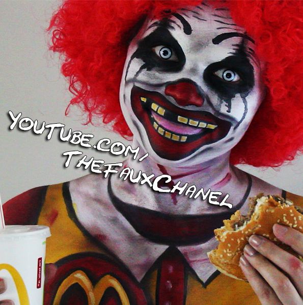 595x599 Ronald Mcdonald The Creepy Clown Face Paint - Scary Ronald Mcdonald Painting