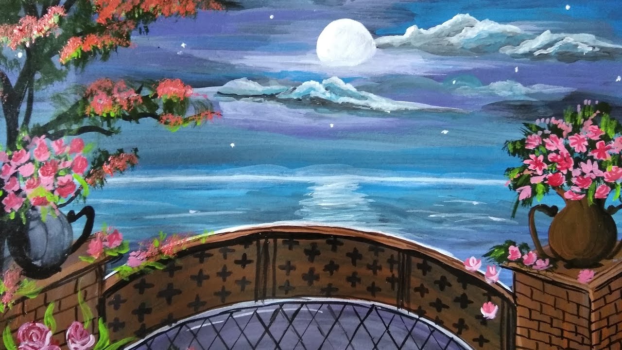 1280x720 How To Paint A Night Scene Acrylic Painting For Beginners - Scene Painting
