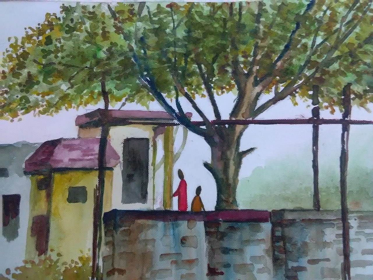 1280x960 Buy Village Scene Handmade Painting By Smita Thakur. Code - Scene Painting