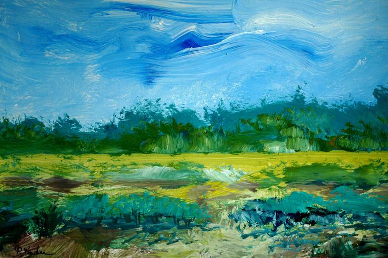 770x513 Saatchi Art Happiness Scenery Painting By Pracha Yindee - Scenery Painting