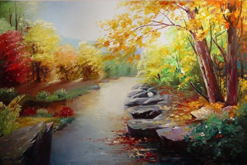 500x333 Jungle Creek Oil Painting Hand Painted Original Landscape Painting - Scenery Painting On Canvas