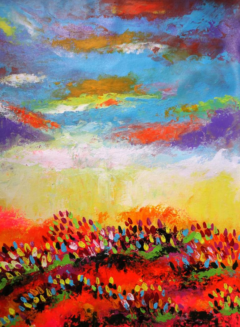 770x1050 Saatchi Art Abstract Landscape !! Spring Garden !! Sunset - Sch Painting