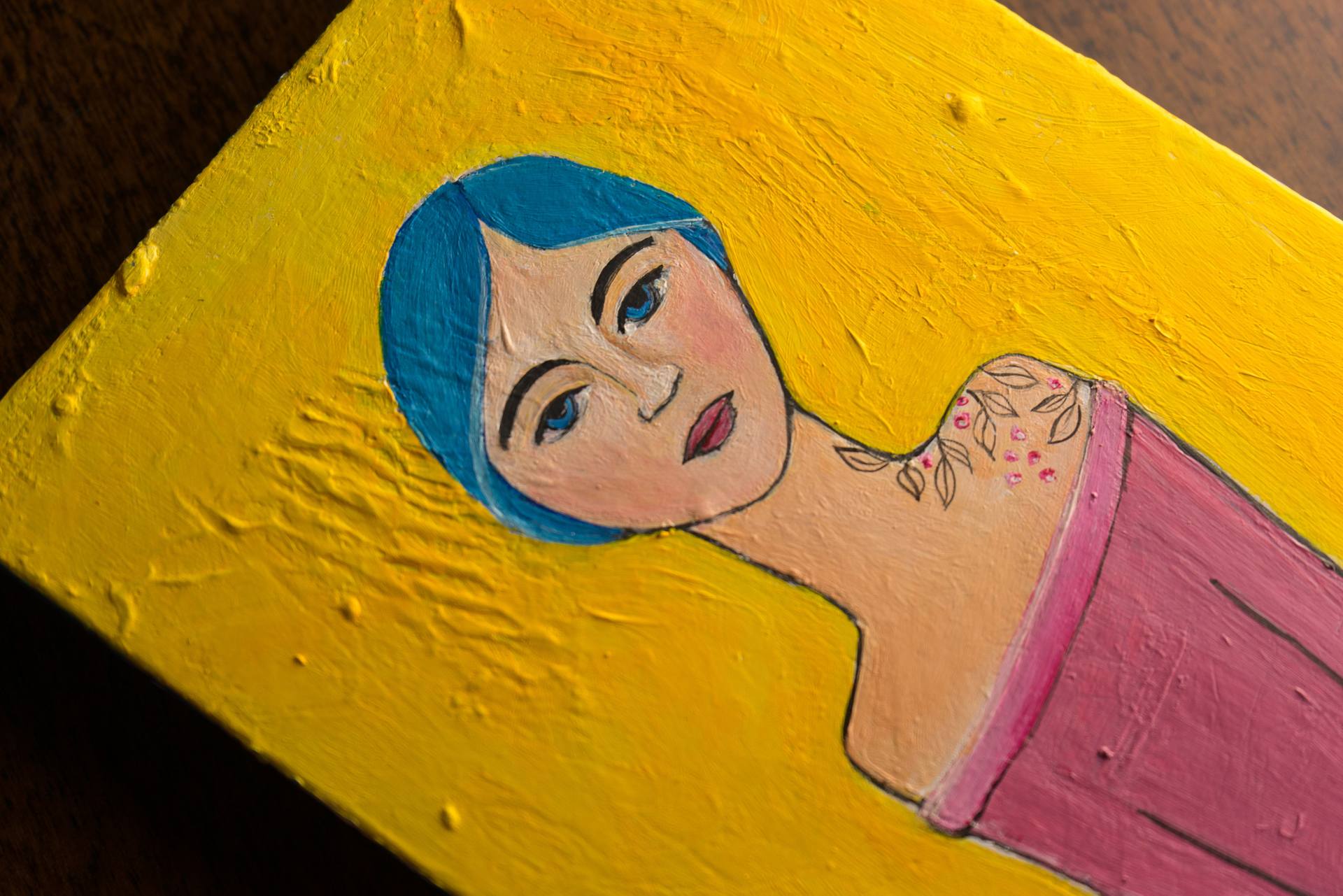 1920x1281 Saatchi Art Girl With A Flower Tattoo Painting By Vania Sch - Sch Painting