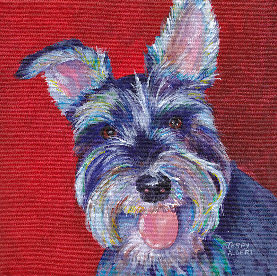 900x897 Miniature Schnauzer Painting By Terry Albert - Schnauzer Painting