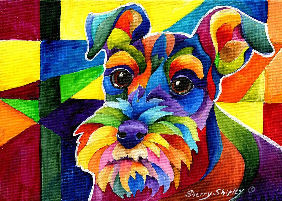 900x643 Schnauzer By Sherry Shipley - Schnauzer Painting