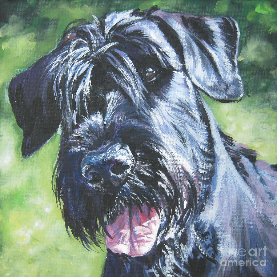 900x900 Giant Schnauzer Painting By Lee Ann Shepard - Schnauzer Painting