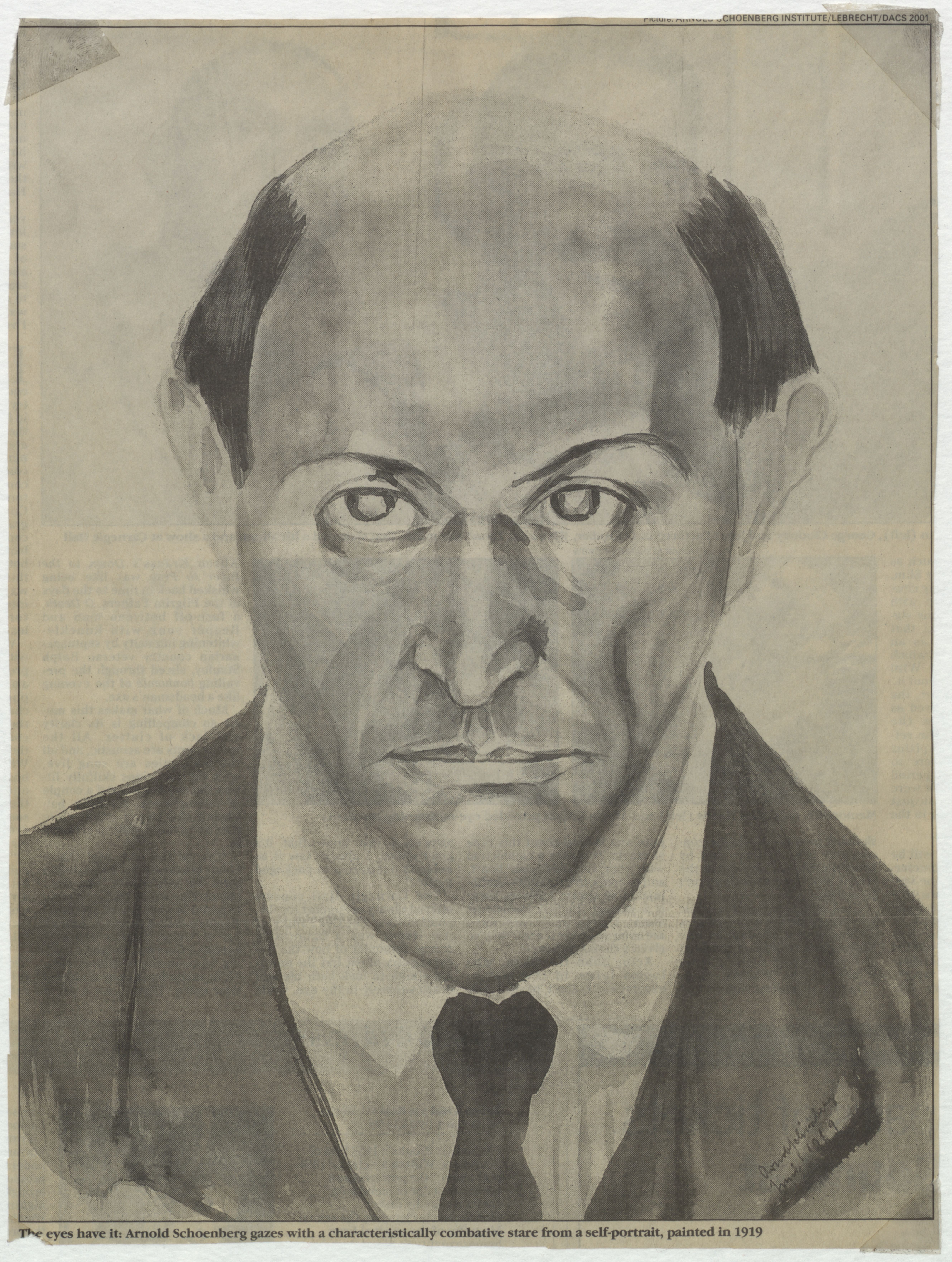 5319x7052 Newspaper Clipping Of Arnold Schoenberg Self Portrait Painting - Schoenberg Painting