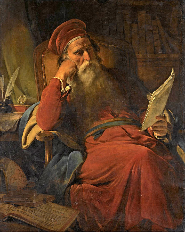 717x900 Scholar In His Study Painting By Friedrich Von Amerling - Scholar Painting