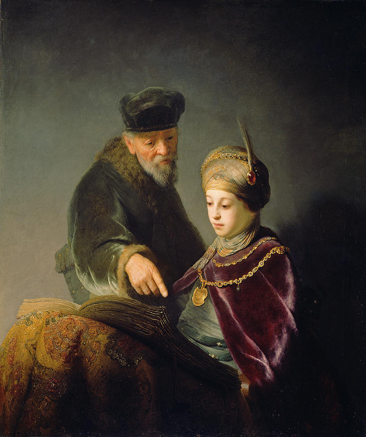 754x900 A Young Scholar And His Tutor Painting By Rembrandt - Scholar Painting