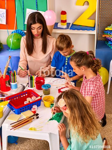 375x500 Children Painting And Drawing Kids Club. Craft Lesson - School Children Painting