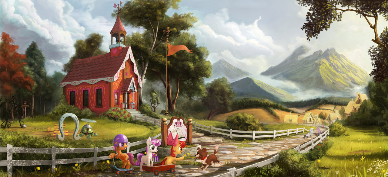 1280x586 My Little Schoolhouse By Devinian - School House Painting