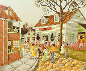 300x248 One Room Schoolhouse 20 X 24 Hq Seriagraph On Canvas By Geneper Ebay - School House Painting