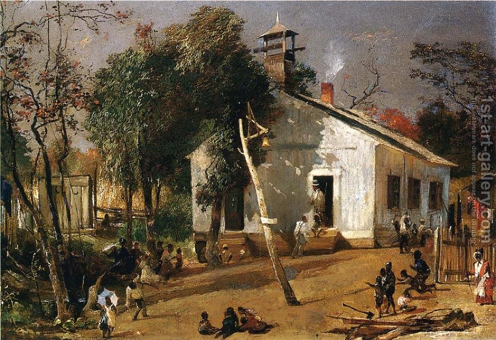 1000x686 Scene Outside A Southern Schoolhouse William Wallace Wotherspoon - School House Painting
