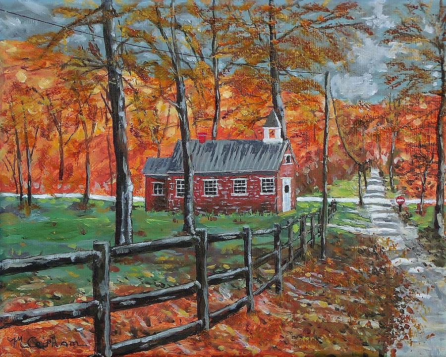 900x721 The Brick Country Schoolhouse Painting By Mike Caitham - School House Painting