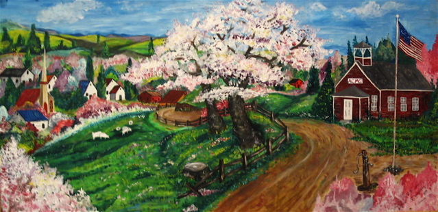 639x310 The Little Red School House Painting Focal Point In Acms - School House Painting