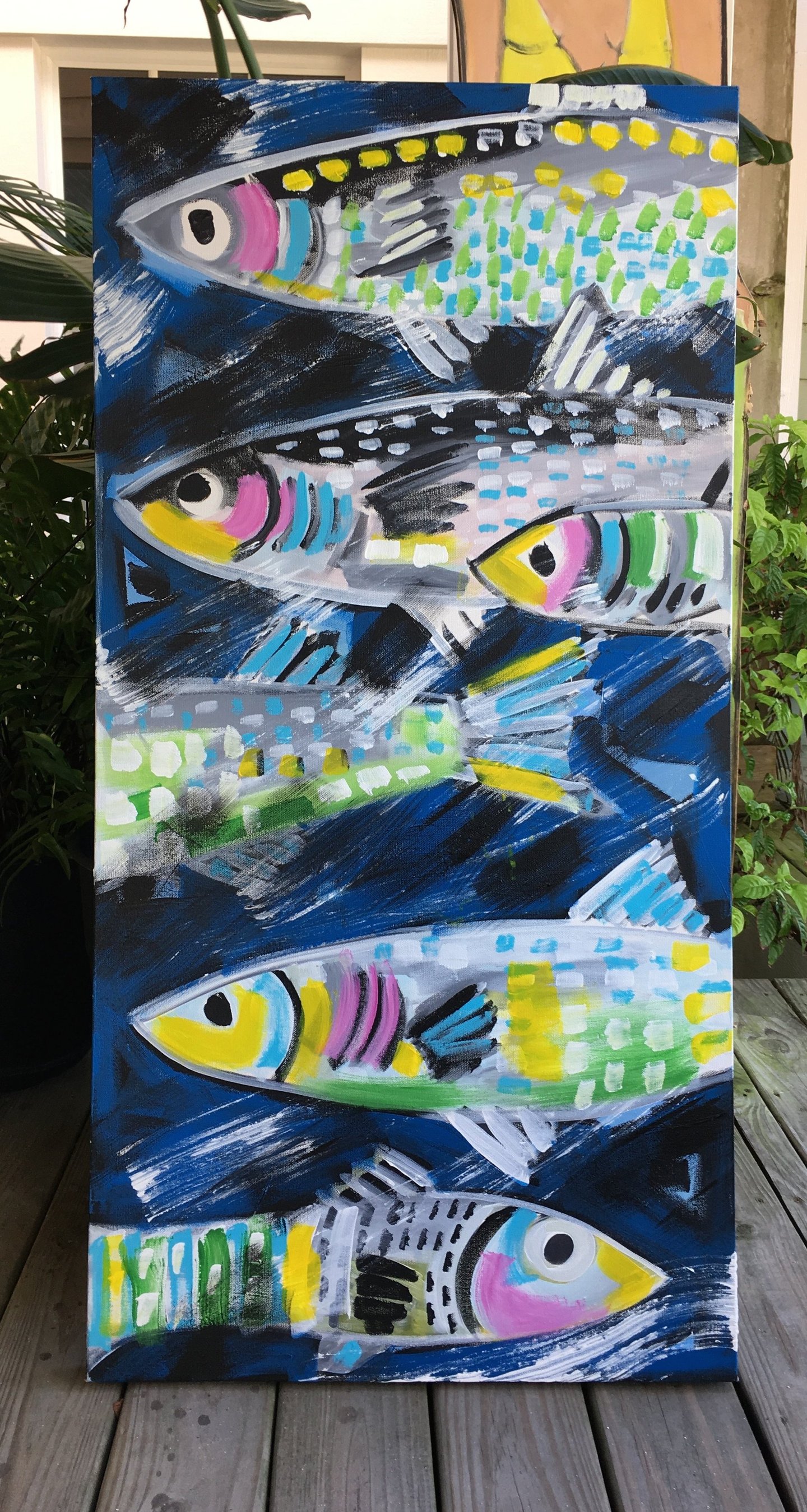 1440x2699 Fish School Painting Emerson Quillin Artist - School Of Fish Painting