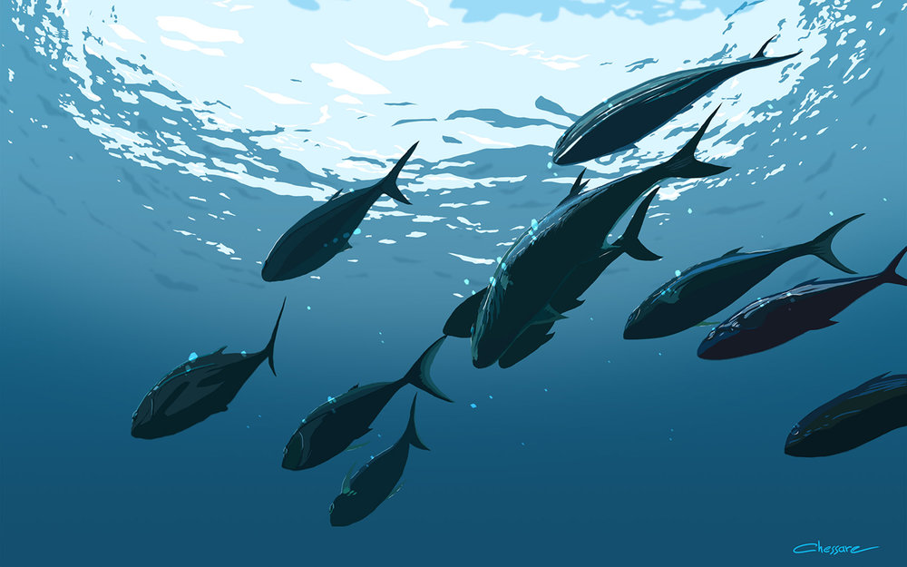 1000x625 School Of Fish Paul Chessare - School Of Fish Painting