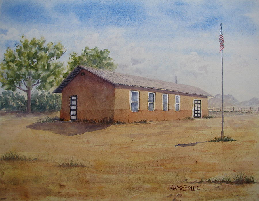 900x700 Original Double Adobe School Painting By Ken Mcbride - School Painting