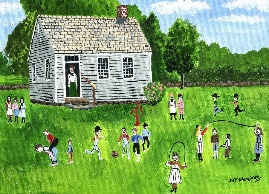 900x651 School Days Painting By Jeff Blazejovsky - School Painting