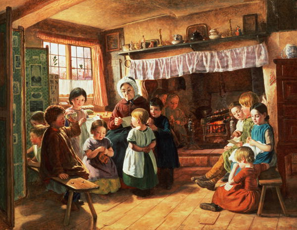 600x465 The School Room Painting Alfred Rankley Oil Paintings - School Painting